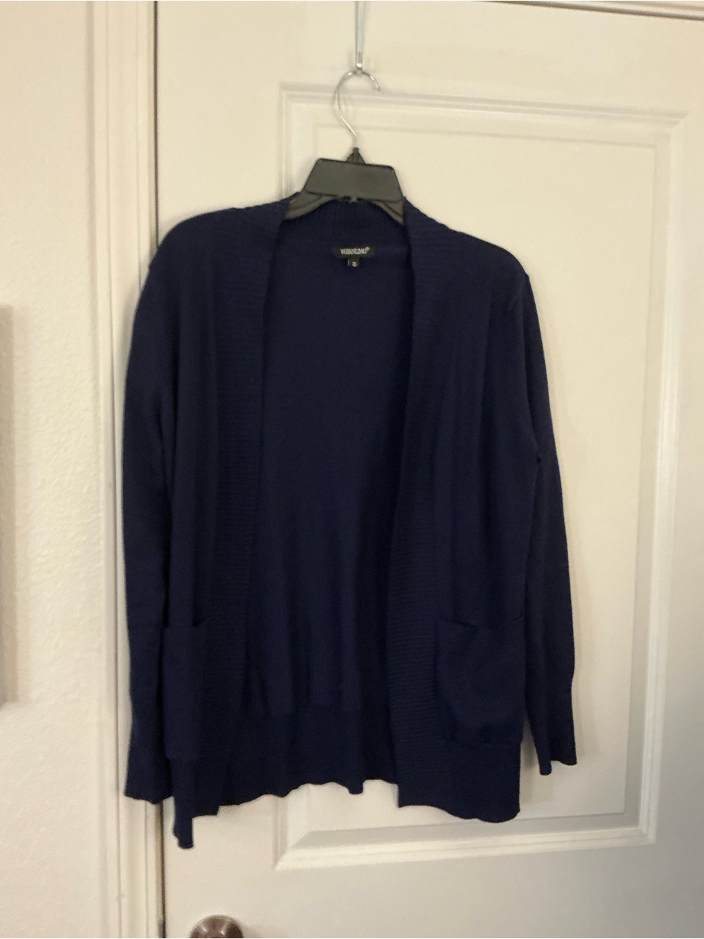 NWOT VOIANLIMO Navy Blue Open Front Cardigan Sweater with Pockets Size Small